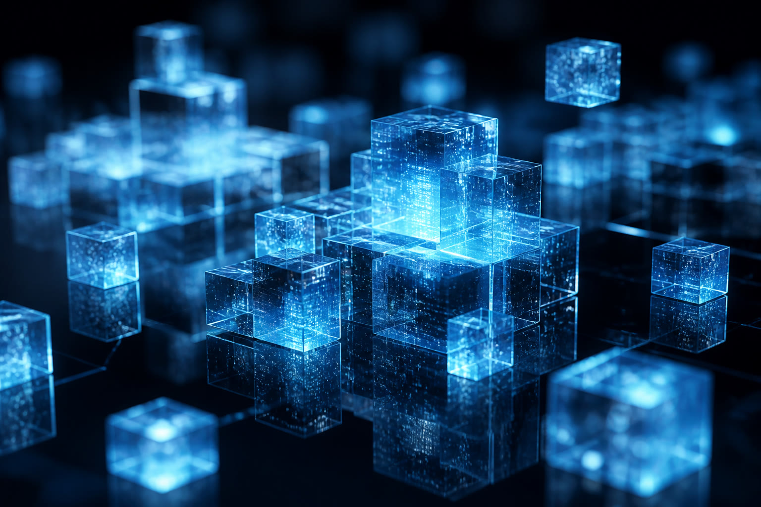 abstract glass data blocks, no marketing fluff